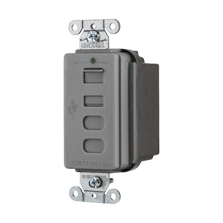 Hubbell Wiring Device-Kellems USB Receptacle, 5 A, Gray, Thermoplastic USB4ACGY