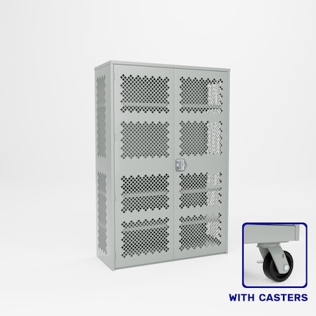 Pucel Heavy Duty Storage Cabinet with Casters, 48 in W x 78 in H x 19 in D, Perforated, Gray HDSC-4872-19-4C-PERF