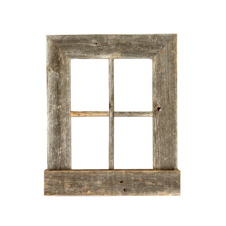 Homeroots 25" X 22" Gray Weathered Wood Window Frame With Planter 380266