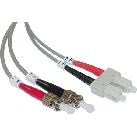 Cable Wholesale SC/UPC to ST/UPC OM2 Duplex 2.0mm Fiber Optic Patch Cord, OFNR, Multimode 50/125, Orange SCST-11003