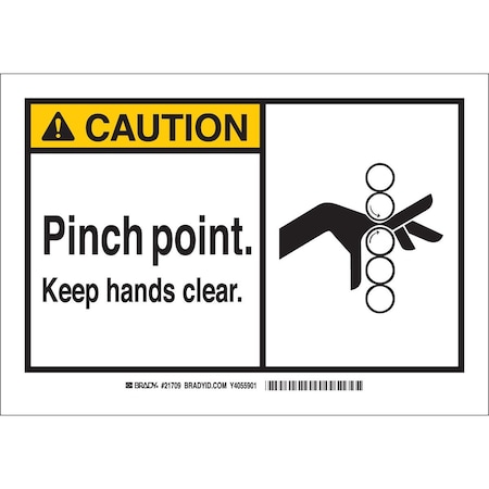 Brady CAUTION Pinch Point. Keep Hands Clear. Sign 5/Package, 5PK 49833