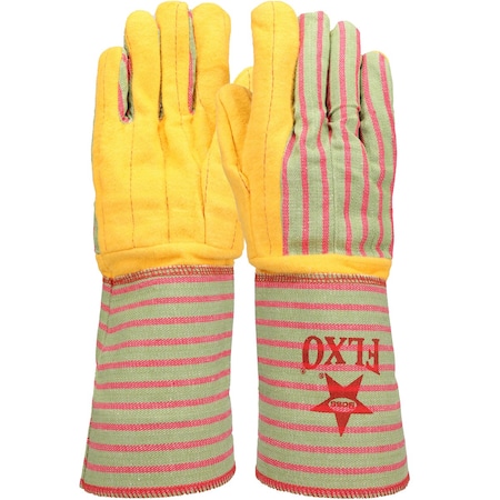 Boss Premium Grade Chore Glove w/Dbl Layer Palm, Cotton Back and Nap-Out Finish, Rubberized Gauntlet Cuff 1BC0666
