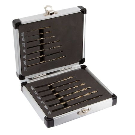 Drill America 13 Piece Stepped Point Cobalt Drill Bit Set in Aluminum Case 1/16in. - 1/4in. x 1/64in. GSC13J-PC