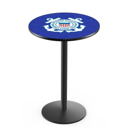 Holland Bar Stool Co 42" Blk Wrinkle U.S. Coast Guard Pub Table, 36" dia. Top L214B4236CstGrd