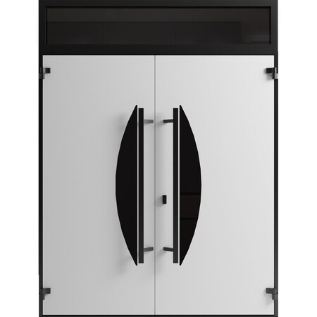Vdomdoors Front Exterior Prehung Aluminum Double Doors Ronex1077 Teak Top Transom Mirrored Clear Glass Top RONEX1077DEXD-OAK-W72xH80+16-RH-I