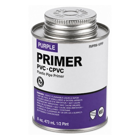 Supplygiant 8 oz Purple PVC/CPVC Primer Cement Ind. Grade Low-VOC Fast Acting Primer Glue for Pipe & Fittings SWQSN-0QSQ