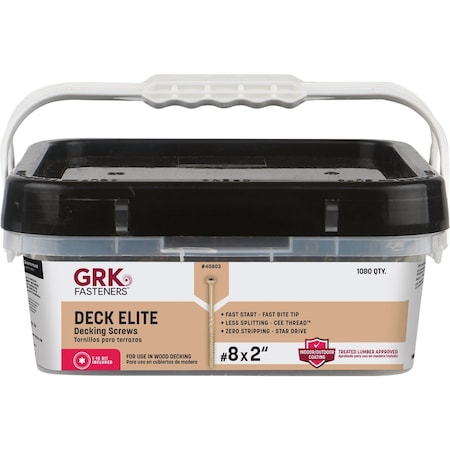 Grk Fasteners GRK Deck Elite No, 8 x 2'' Star Drive Bugle-Head Deck Screw, 1080 Ct. 40803