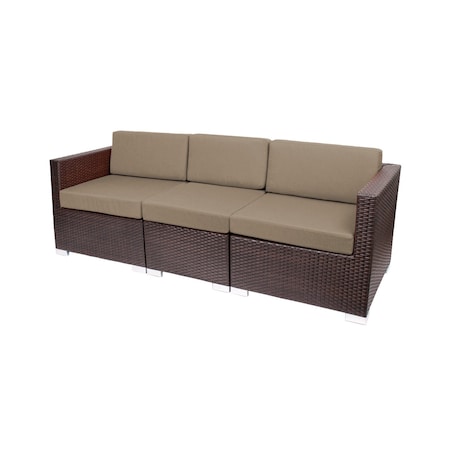 Bfm Seating Aruba 83.25in Wide Outdoor Wicker Sectional Sofa with Sunbrella Cushions PH5101JVW-14090