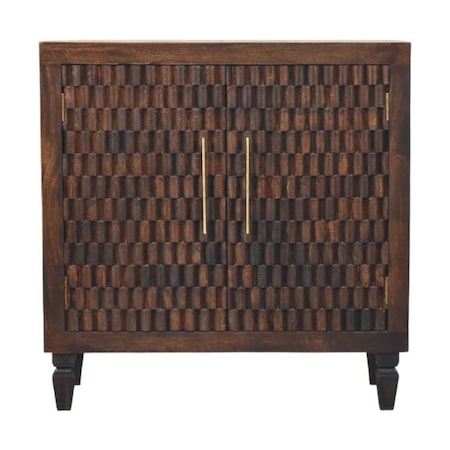 Homeroots 33in Brown Solid Wood Accent Cabinet With Two Doors And Two Drawers 720268