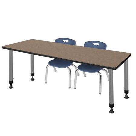 Regency Kee Adjustable Classroom Table W/ 2 Andy Stack Chairs, 66 in W, 24 in L, Noble Oak MT6624NOAPGY45NV