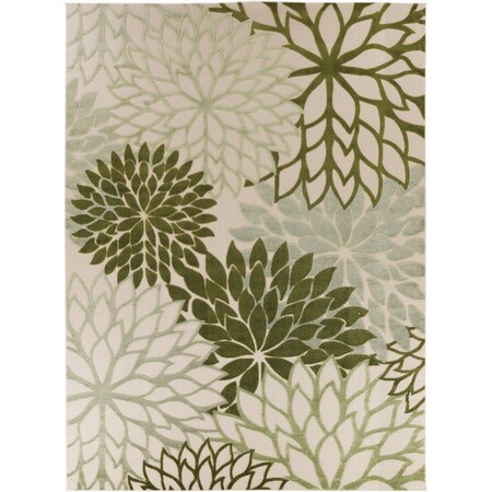 Homeroots 12' X 15' Ivory And Green Floral Indoor Outdoor Area Rug 548128