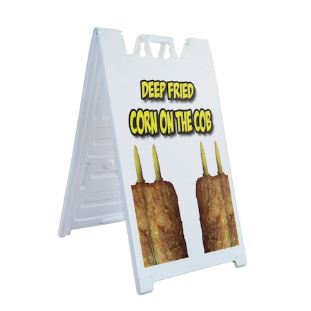 Signmission Deep Fried Corn On The Cob, A-Frame & 2 Sign Inserts, Heavy-Duty Plastic Frame SBHD-C-2436-Deep Fried Corn On The Cob