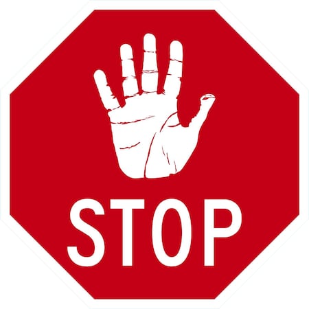 Lyle Stop with a Hand Symbol, 12x12, Non-Reflective, Red G-2106-NA_12x12