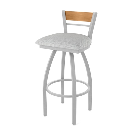 Holland Bar Stool Co Revelle 30in Swivel Bar Stool with Anodized Nickel Finish, Medium Back and Graph Alpine Seat 881