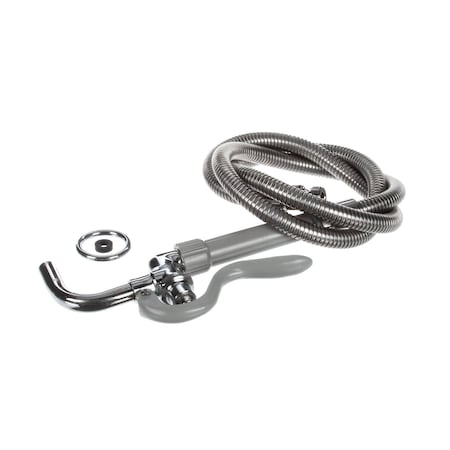 T&S Brass TandS Brass Pot and Glass Filler, Plain End Curved Nozzle, 68in Flex Stainless Hose B-0102