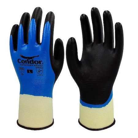 Condor Coated General Purpose Gloves, Nitrile, Foam, Full, 6 Abrasion Level, 1 PR GGS_114423