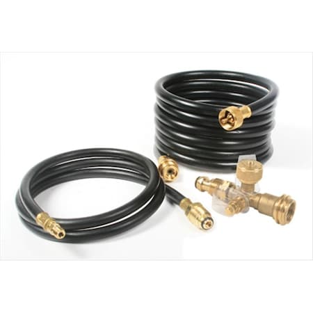 Strike3 59123 Propane Brass Tee With 4 Port With 5 Ft. And 12 Ft. Hose ST1092831