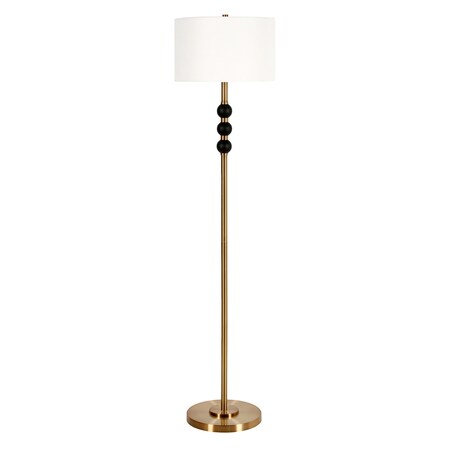 Homeroots 62" Black Traditional Shaped Floor Lamp With White Frosted Glass Drum Shade 523489