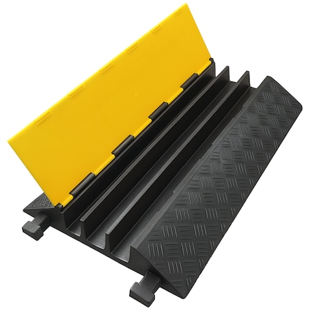 Electriduct EZ Rubber Cable Protector, 3 Channel, 35.75in Length, Black Base / Yellow Lid, 1 Piece CP-RPS-EZ-3X-2400