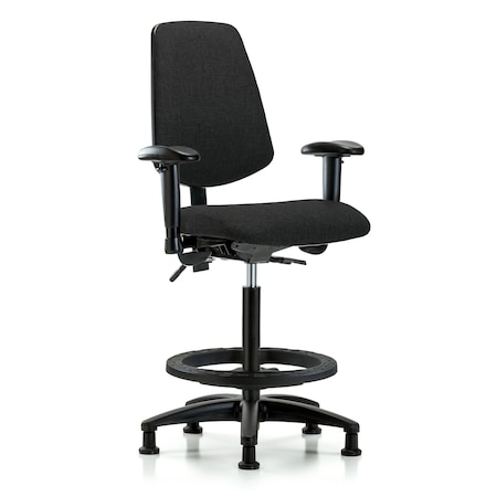 Blue Ridge Ergonomics Fab Hi Bench Chair, Med, Bk, BF, Glds, Blk, 6-Way Adjustable, 26" to 35-1/2" Height, Black BR-FHBCH-MB-RG-T1-A1-BF-RG-F42