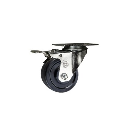 Service Caster 3 Inch Hard Rubber Wheel Swivel Top Plate Caster with Total Lock Brake SCC SCC-TTL20S314-HRS