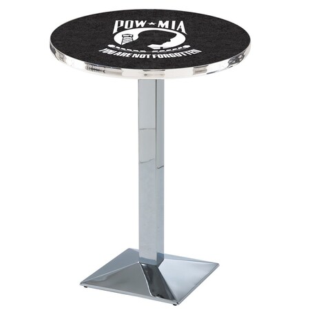 Holland Bar Stool Co 36" Chrome POW/MIA Pub Table, 36" dia. Top L217C3636POWMIA