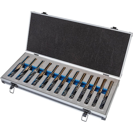Grizzly 13-Pc. M35 Cobalt Silver & Deming Drill Bit Set W/ Aluminum Case T31989