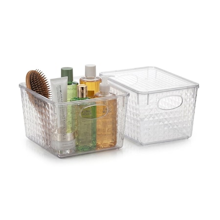 Azar Displays Diamond Tote with Lid, Medium, 2PK 556912-2PK