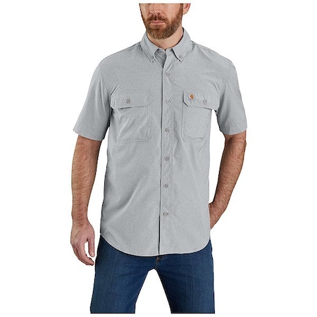 Carhartt Men's Short Sleeve Button Down, 29% Nylon Chambray, 71% Polyester, Button Fronts, 2 Pocket(s), Gray 105292-STL3XLREG