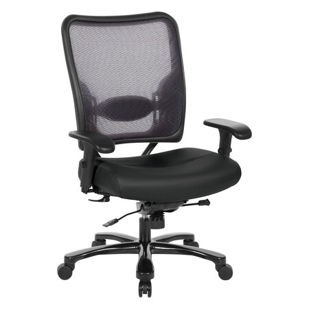 Space Seating 75 Series Big & Tall Double AirGrid Back and Fabric Seat Chair, Dillon Black 75-7A773-R107