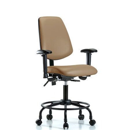 Blue Ridge Ergonomics Desk Chair Adjustable Arms, 21" to 26" Height, Vinyl, Taupe BR-VDHCH-MB-RT-T0-A1-RC-8584