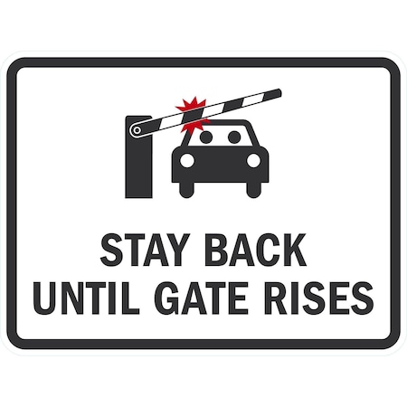 Lyle Stay Back Until Gate Rises, 24x18, Non-Reflective, White G-12163-NA_24x18