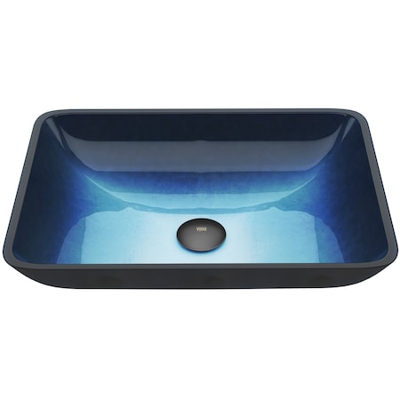 Vigo Donatello Turquoise Blue Glass 18 in. L x 13 in. W x 4 in. H Rectangular Vessel Bathroom Sink VG07068