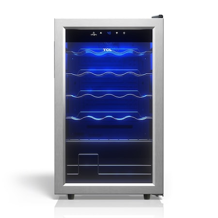 Tcl 2.4 Cu. Ft. 24-Bottle Wine Cooler, Low Noise, Digital Controls, LED Light, Glass Door, Stainless TRW24F6AS