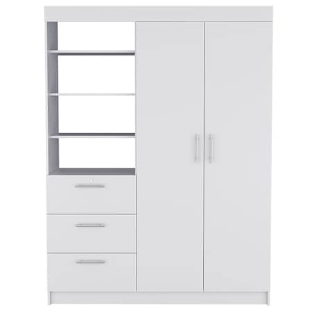 Homeroots 59" White Three Drawer Combo Dresser 524965