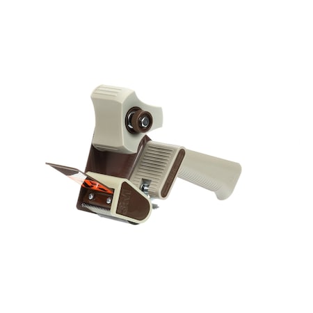 Scotch Handheld Tape Dispenser, 2 in Max. Tape Width, 3 in Tape Core Dia., Pistol, Metal, Plastic, Gray, Tan H180