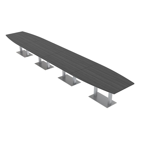 Skutchi Designs Boat Conference Table With Power, 48 in W, 264 in L, Grey HAR-BOT-48x264-DOU-WA7949-NA