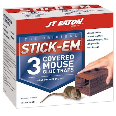 Jt Eaton Mouse Glue Trap, 6 in L, 312 in W, 212 in H, Glue Locking 144N