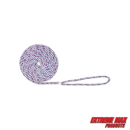 Extreme Max Extreme Max 3006.2618 BoatTector Double Braid Nylon Dock Line - 1/2" x 15', Old Glory 3006.2618
