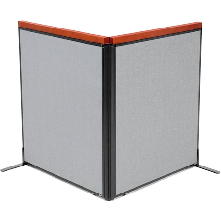 Global Industrial Interion Deluxe Freestanding 2-Panel Corner Room Divider, 36-1/4"W x 43-1/2"H Panels, Gray 695072GY