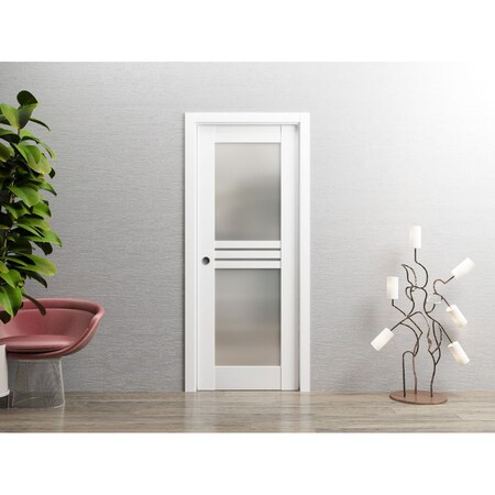 Vdomdoors Pocket Interior Door, 30" x 80", White MELA7222PD-WS-30