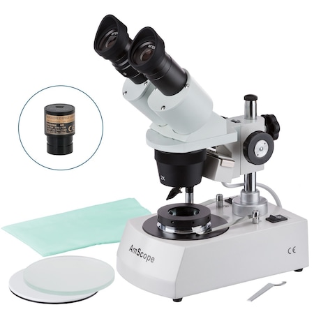 Amscope SE306 Compact Multi-Lens Darkfield Binocular Stereo Microscope 10X-40X on Metal Track Stand w/Angle SE306R-PX-DK-E5