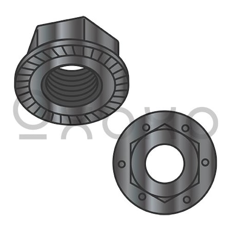 Oxoxo 1/4-20 Serrated Flange Hex Lock Nuts Grade 8 Black Phosphate, 2000PK 511490