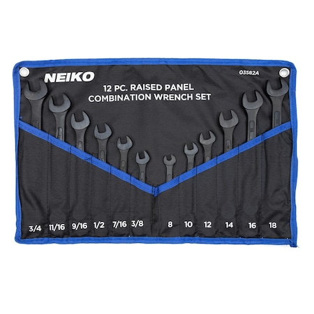 Neiko Combination Wrench Set, Raised Panel, Metric and SAE 03582A