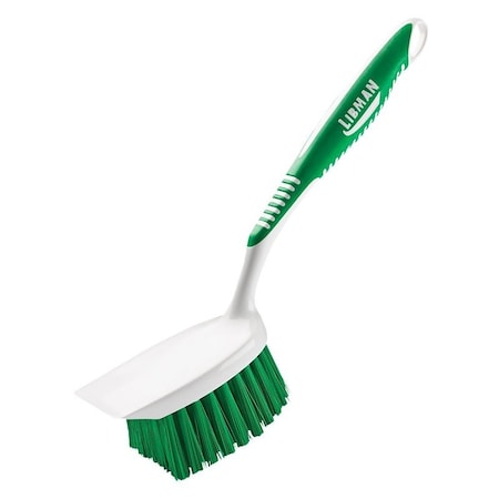 Libman Heavy-Duty Scrub Brush, 1-1/2 in L Trim, PET, Green, 3-1/2 in W Brush, 11.13 in OAL, White 54