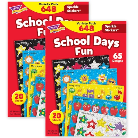 Trend School Days Sparkle Stickers Variety Pack, 648-Piece Set, 2PK T63909