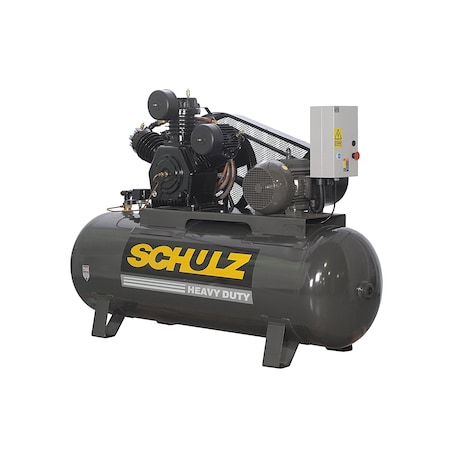 Schulz AIR COMPRESSOR - 15HP THREE PHASE - 120 GALLONS HORIZONTAL TANK - 208-230-460 VOLTS 932.9337-0