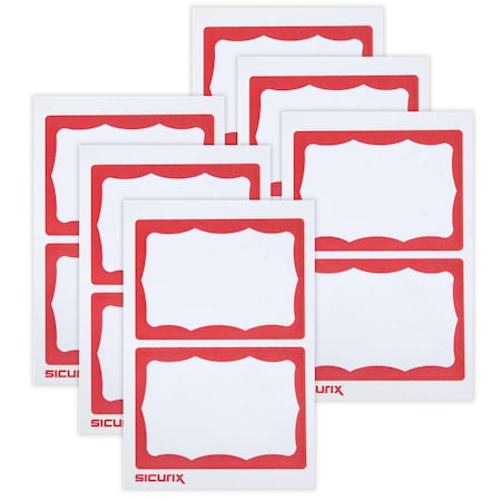 Sicurix Adhesive Badges, Red Border, 600PK 67642