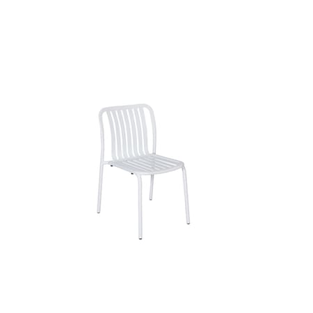Bfm Seating Key West - Vertical Slat Stacking Side Chair - Powder Coated Aluminum - White PHKWSC-WH