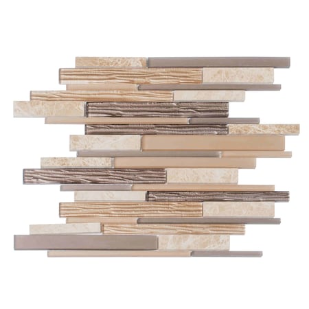 Apollo Tile Gray Beige 11.8 in x 11.8 in Glass, Stone Polished Floor and Wall Mosaic Tile 4.83 sqft/case, 5PK APLCAS88009A